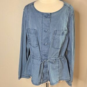Lane Bryant Light Blue Button-Down Denim Shirt